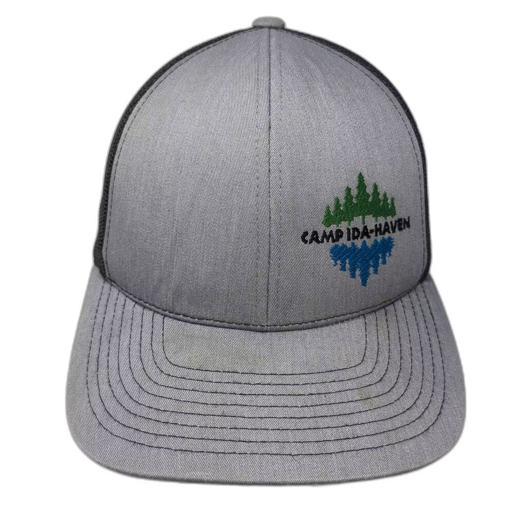 Pacific Headwear Trucker Hat Gray Black One Size Snapback Embroidered Adjustable